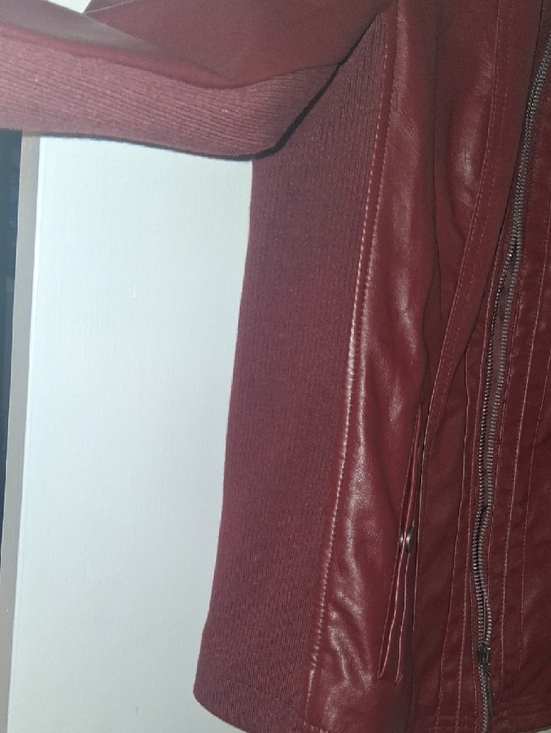 Faux Leather Moto Jacket - Rust Brown - Picture 14 of 14